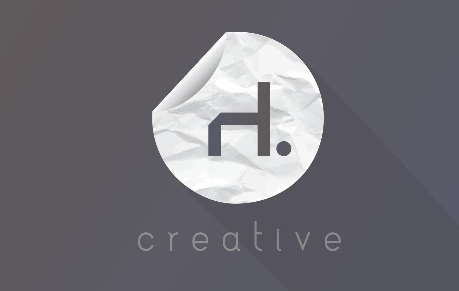 h-Brief-Logo mit zerknitterter und zerrissener Packpapierstruktur. vektor