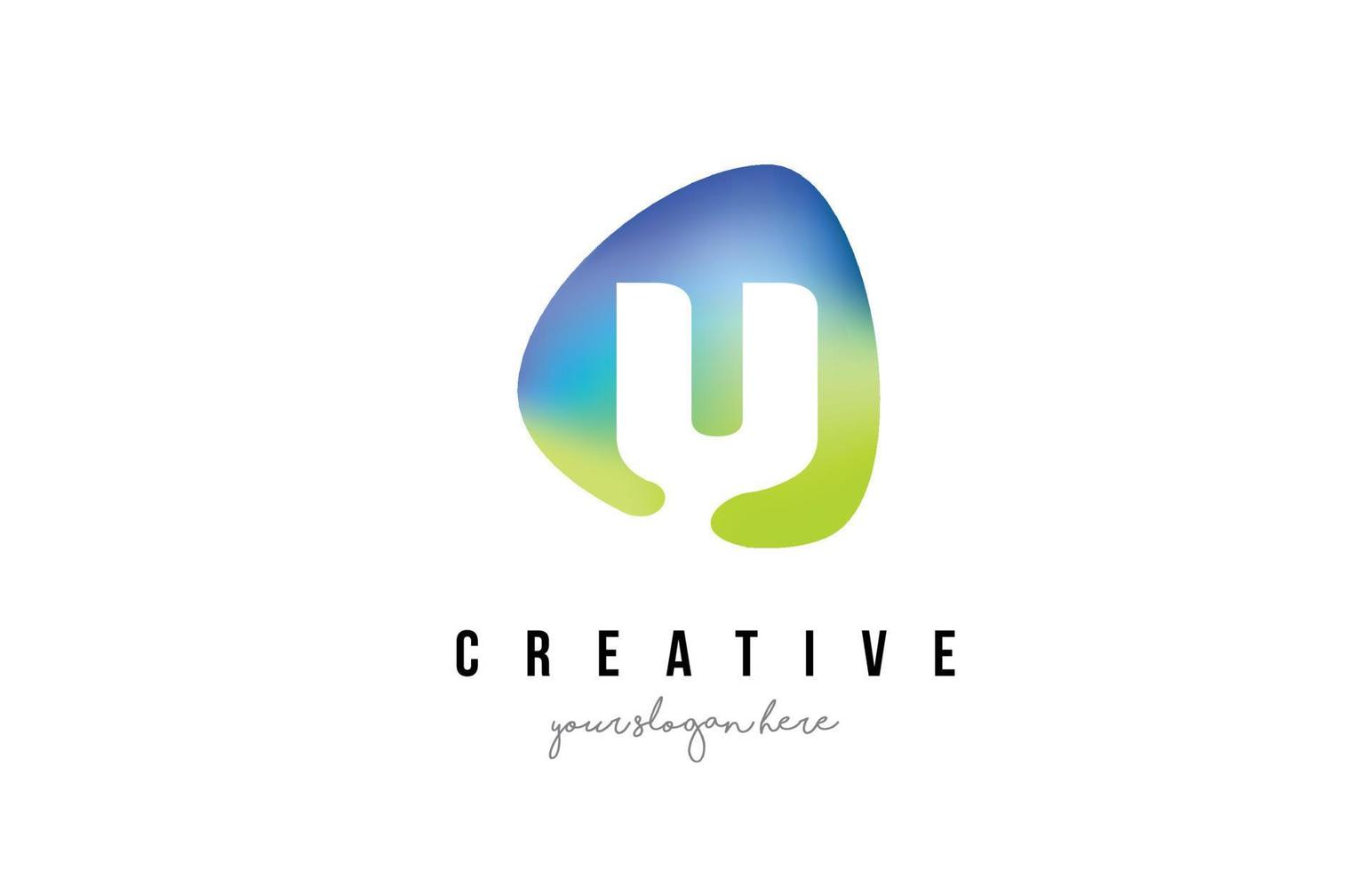 u-Brief-Logo-Design mit ovaler grün-blauer Form. vektor