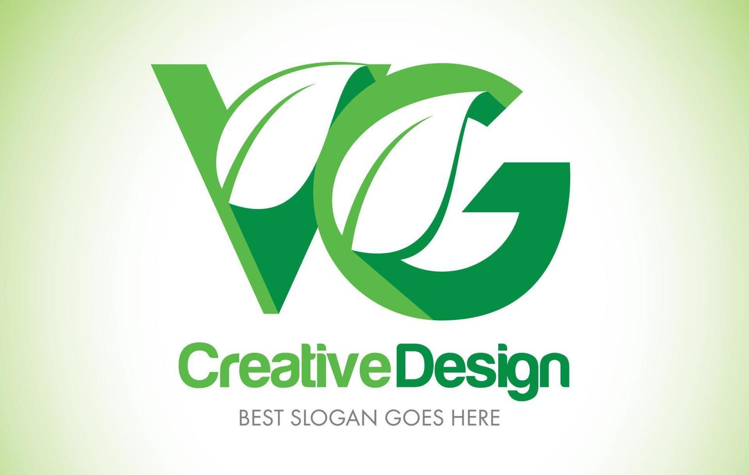 vg gröna blad brev design logotyp. eco bio leaf brev ikon illustration logotyp. vektor
