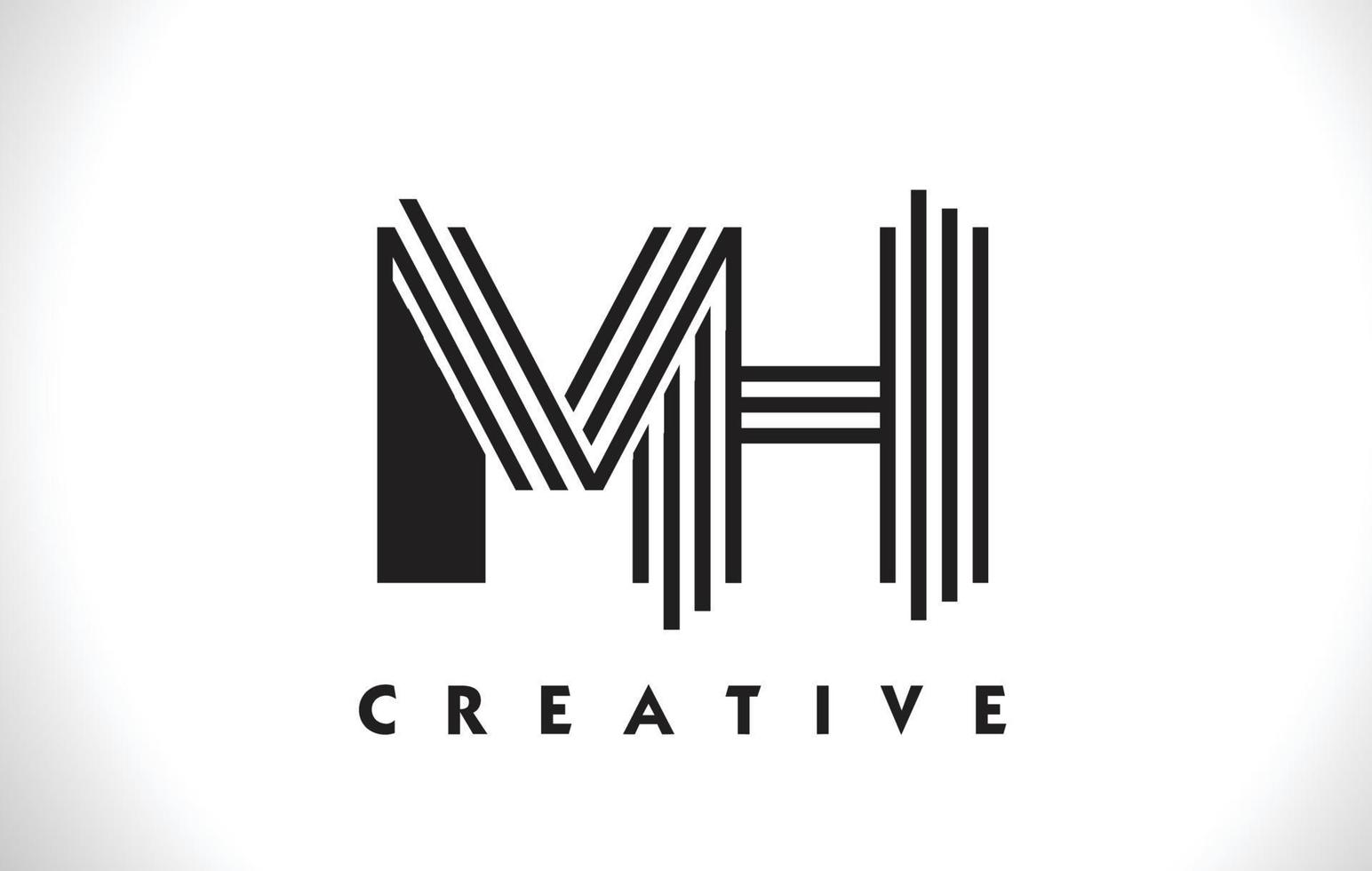 mh logo brief mit schwarzen linien design. Linie Buchstabe Vektor-Illustration vektor