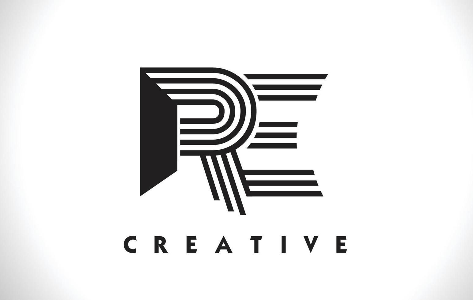 Re Logo Brief mit schwarzen Linien Design. Linie Buchstabe Vektor-Illustration vektor