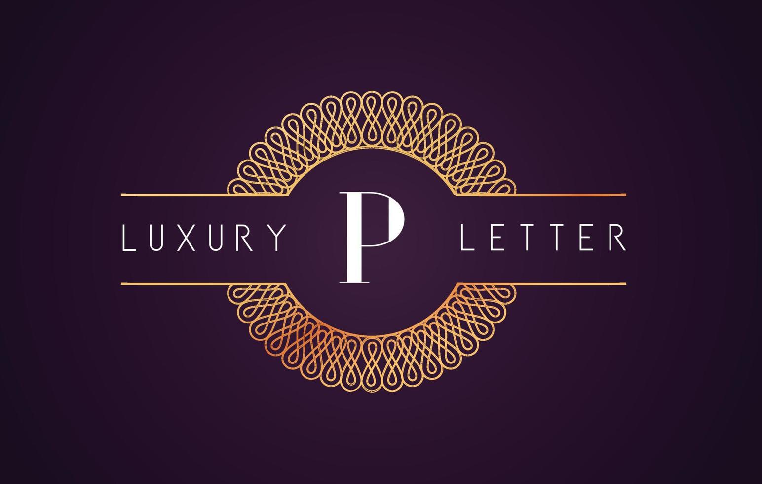 p Luxus-Buchstaben-Logo. goldener königlicher Vektor. vektor