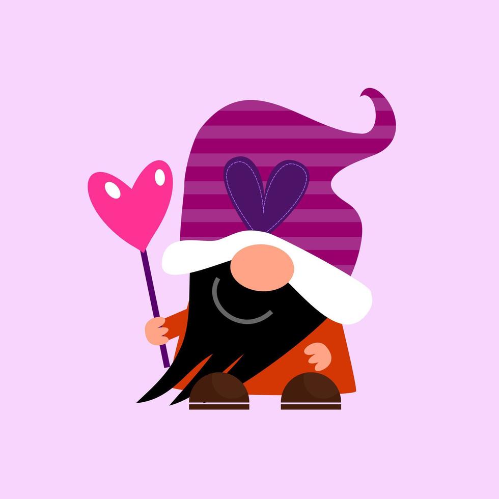 glücklicher schwarzer bart valentinstag gnome liebe vektor