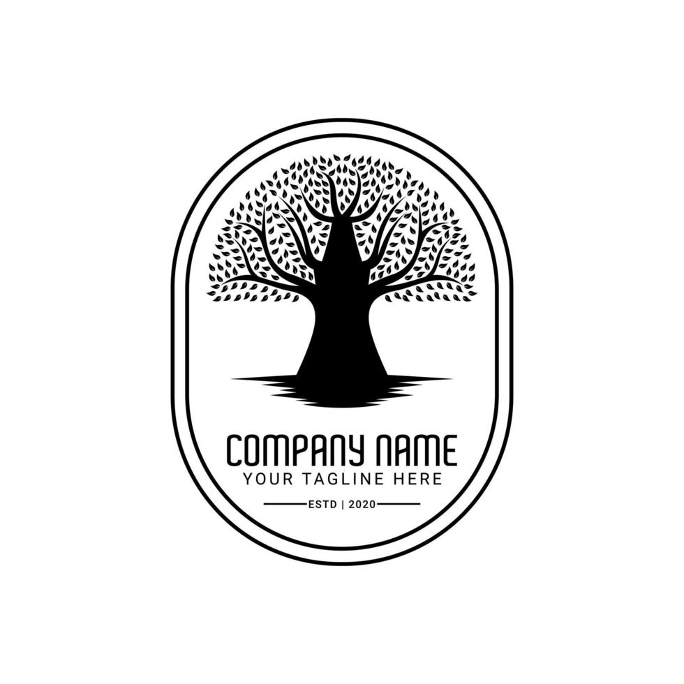 Siegel des Lebens Emblem Baum Logo Design, Banyan Ahorn Eiche Vektor