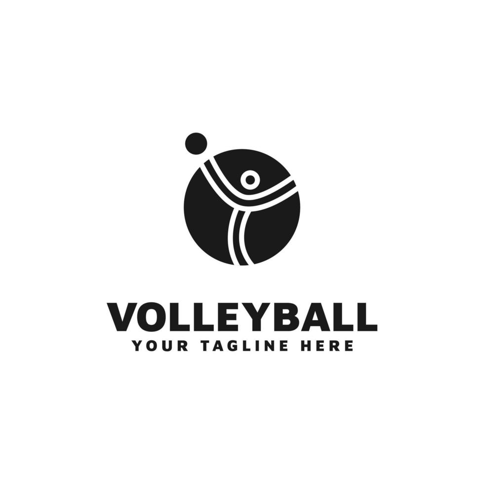 logotyp kombination av volleyboll och hoppande person vektor