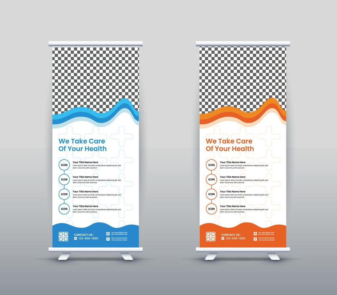 Roll-Up-Banner-Design für medizinische Gesundheit vektor