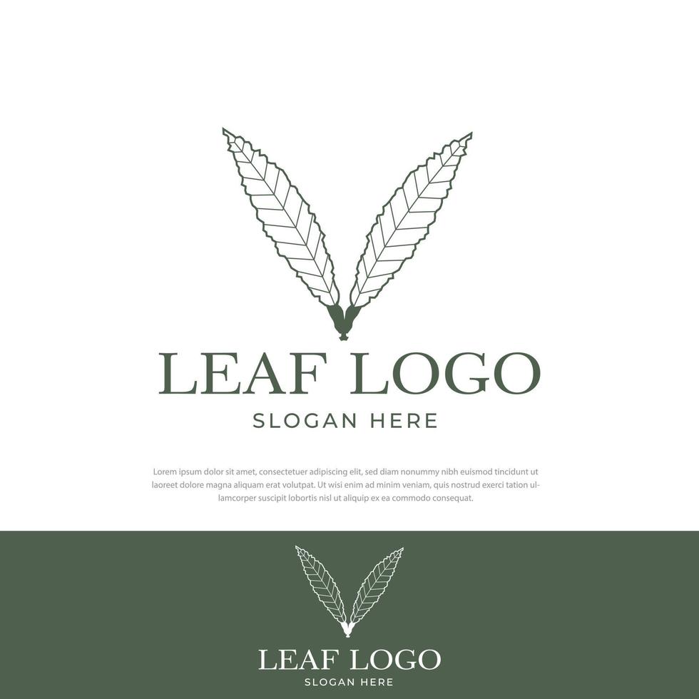 einfaches abstraktes Linienstil-Logoblatt, für Gesundheitsunternehmen, Aufkleber, Symbol, Symbol vektor