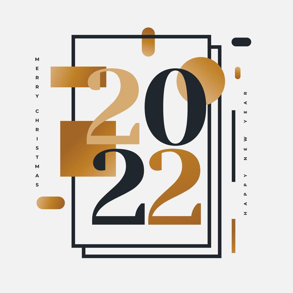 Frohes neues Jahr 2022 Banner- oder Posterdesign mit elegantem und minimalistischem Stil. Designvorlage für die Neujahrsfeier für Flyer, Poster, Broschüren, Karten, Banner oder Postkarten vektor