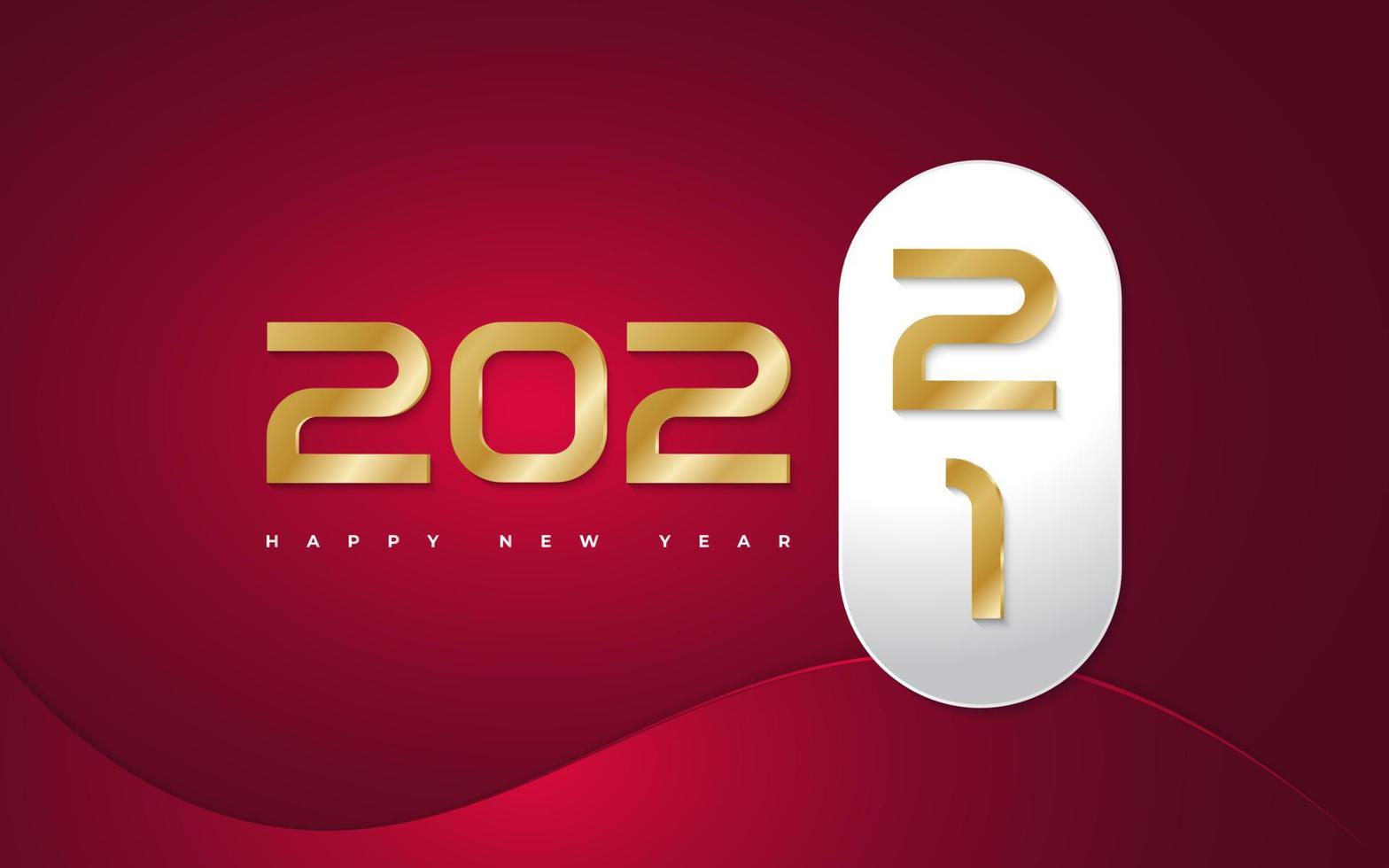 Frohes neues Jahr 2022 Banner- oder Posterdesign mit goldenen Zahlen auf rotem Hintergrund. Banner zum Wechsel des neuen Jahres. Designvorlage für die Neujahrsfeier für Flyer, Poster, Broschüren, Karten, Banner oder Postkarten vektor