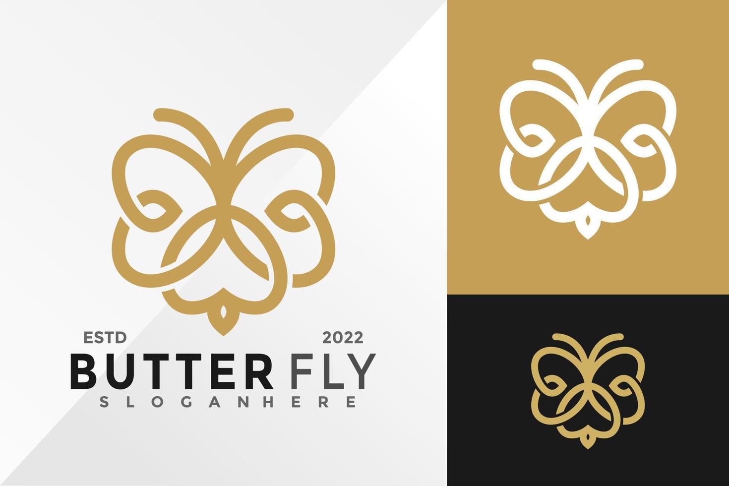 Schmetterling Ornament Logo Design Vektor Illustration Vorlage