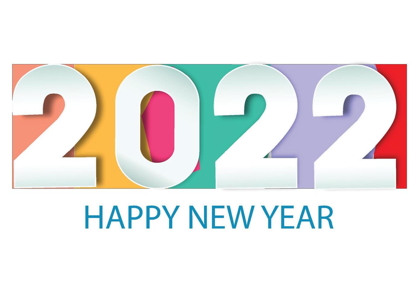 2022 gott nytt år. pappersklipp 2022 ord för nyårsfestival.kort, lycklig, vektorkoncept lyxdesign och nyårsfirande. vektor