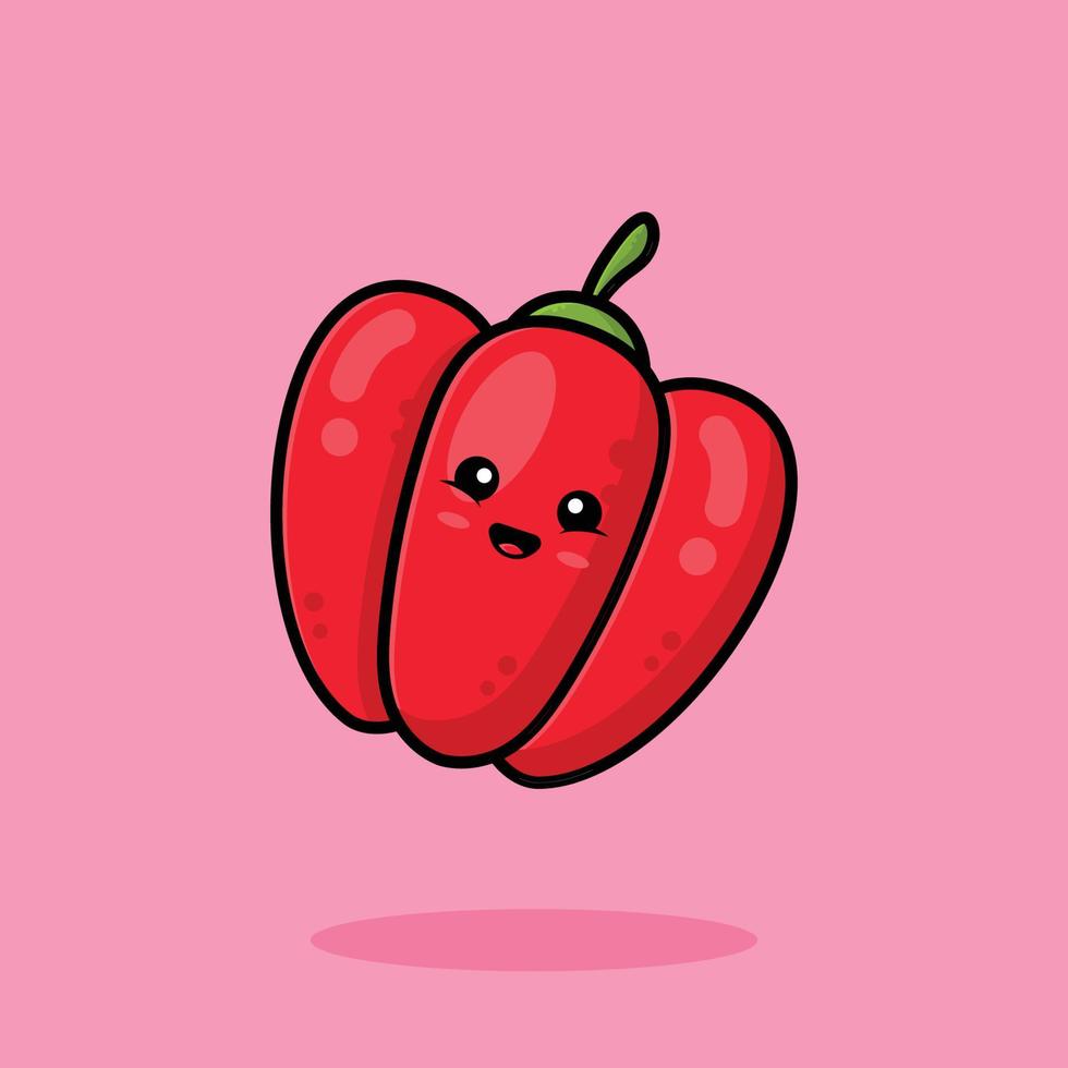 söt paprika tecknad ikon illustration vektor