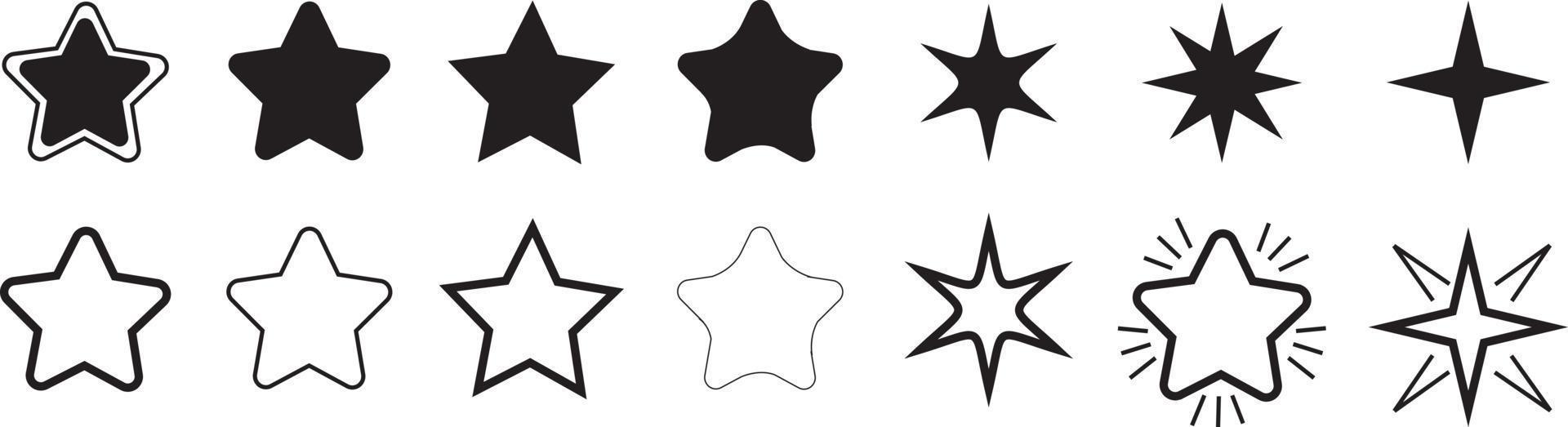 Sammlung von Sternsymbolen. verschiedene Sterne eingestellt. Vektor