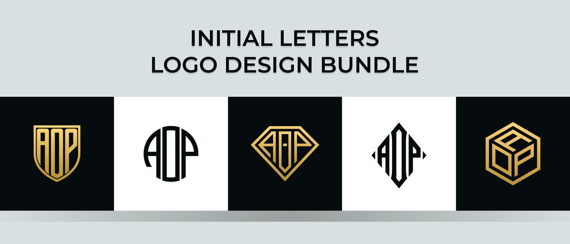 initiala bokstäver aop logotyp design bunt vektor