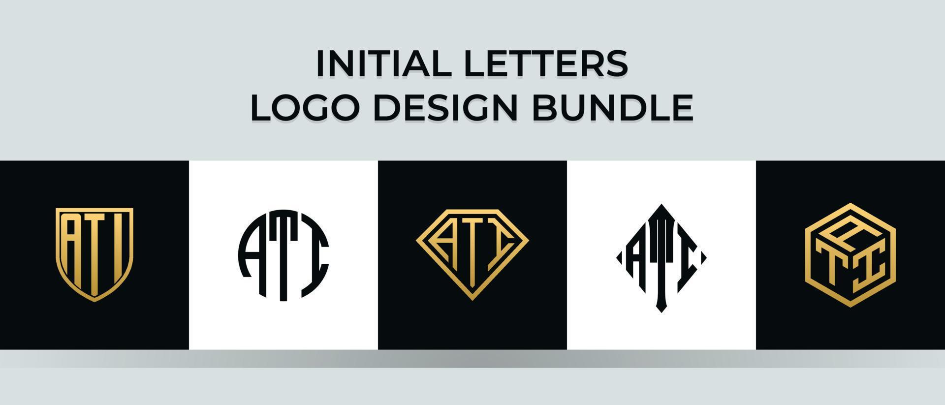 Anfangsbuchstaben ati Logo Designs Bundle vektor