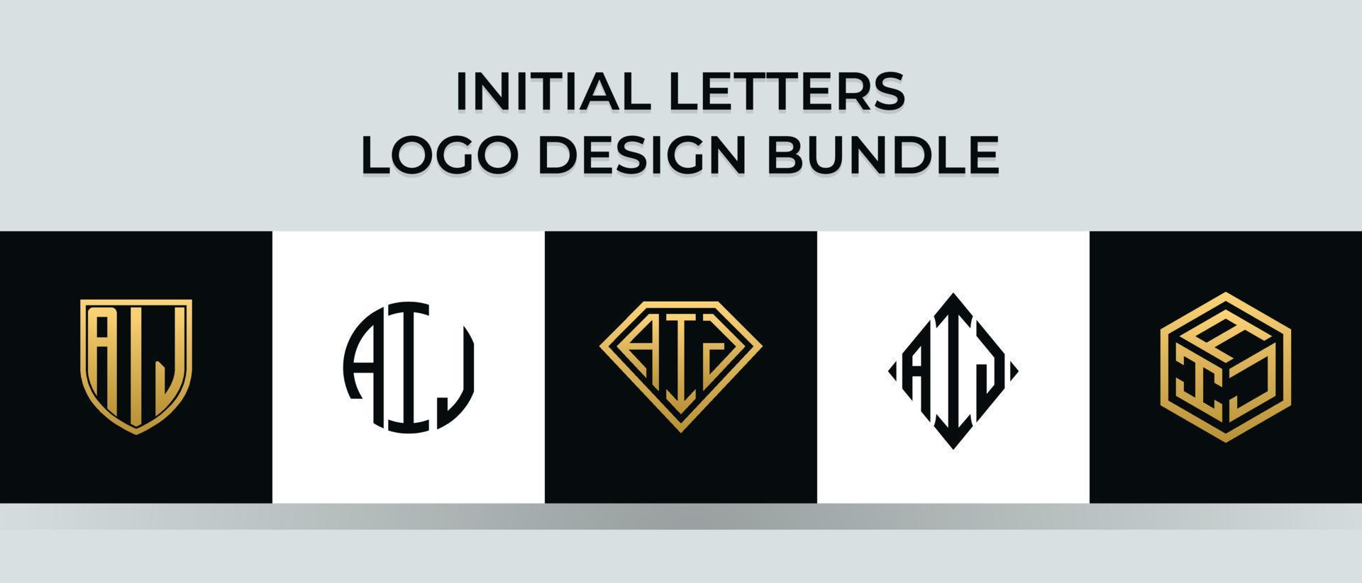 initiala bokstäver aij logotyp design bunt vektor
