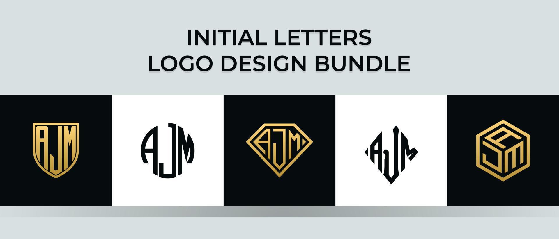 initiala bokstäver ajm logotyp design bunt vektor