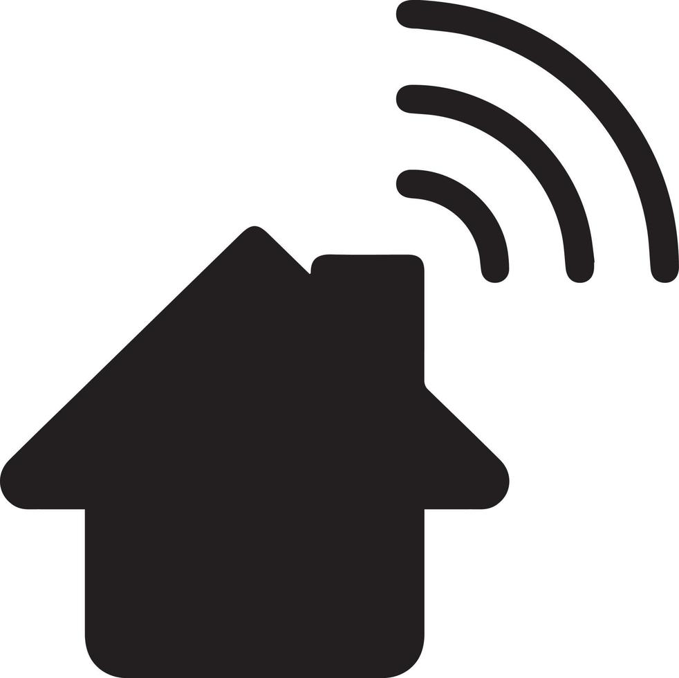 Haus-WLAN-Symbol flaches Haus-Symbol auf schwarzem Hintergrund vektor