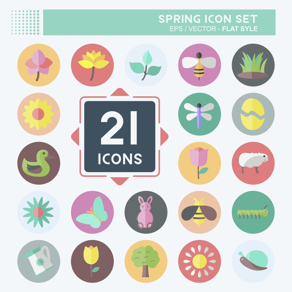 Frühling Icon Set Icon im trendigen flachen Stil isoliert auf weichem blauem Hintergrund vektor
