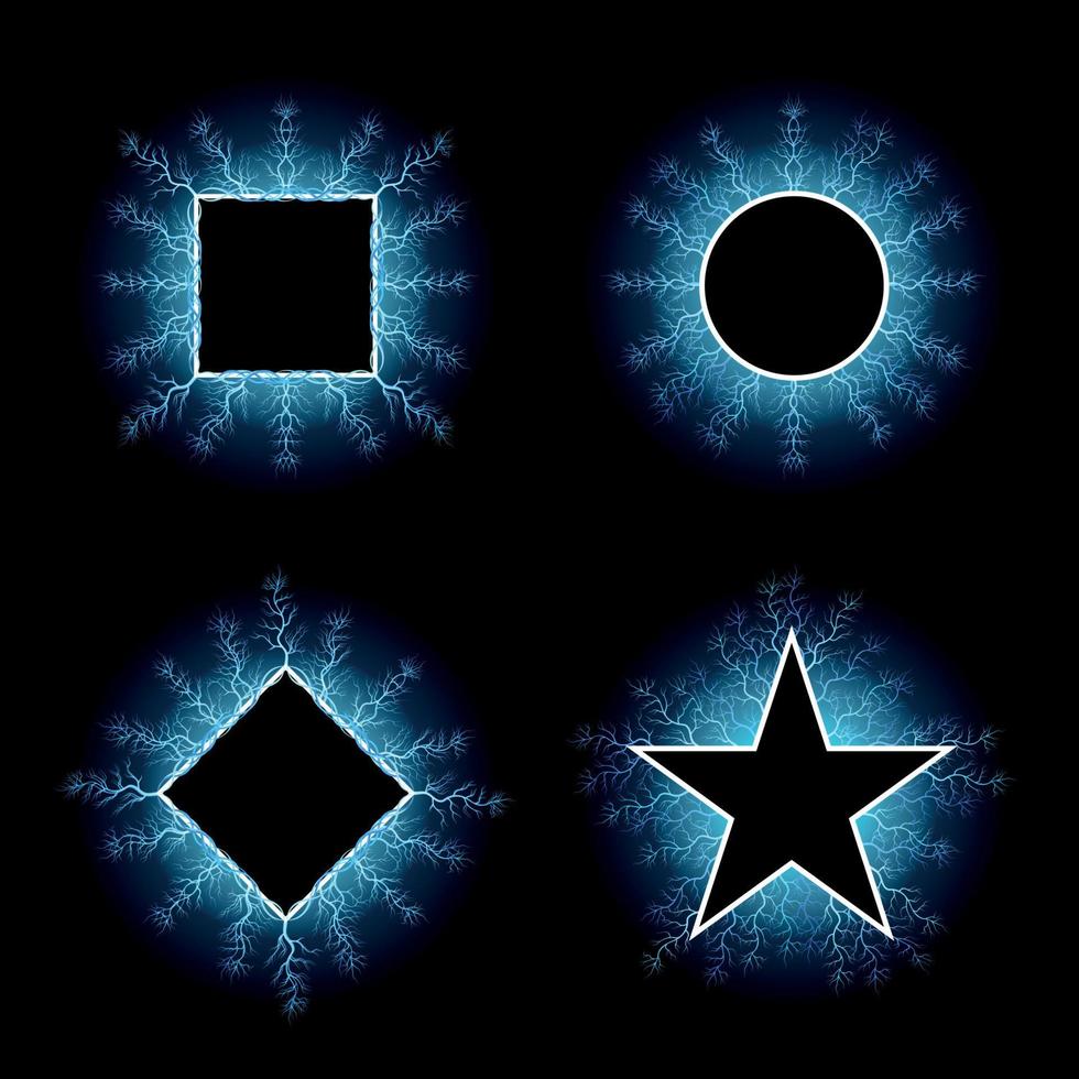 ställ in geometriska ramar i lätta snöflingor vektor