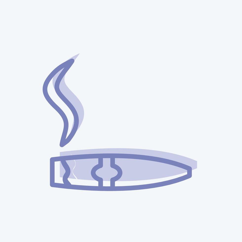 beleuchtetes Zigarrensymbol im trendigen zweifarbigen Stil isoliert auf weichem blauem Hintergrund vektor