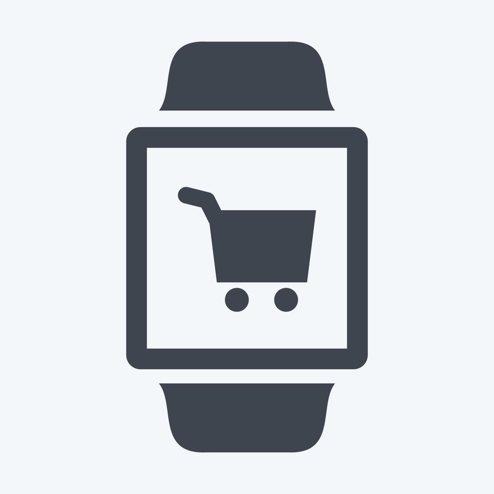 Shopping-App-Symbol im trendigen Glyphen-Stil isoliert auf weichem blauem Hintergrund vektor