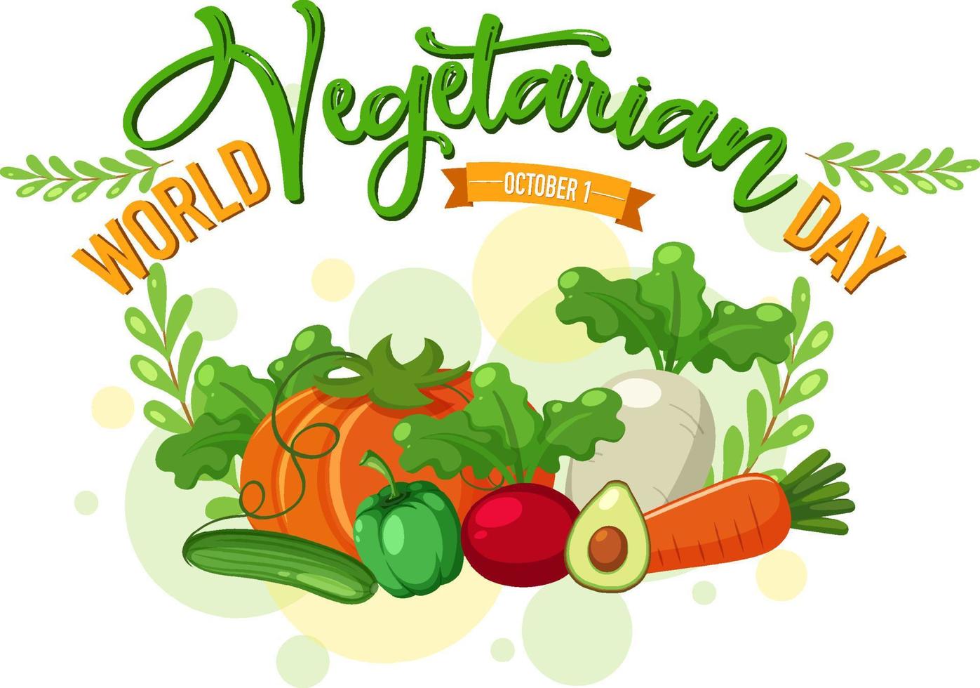 World Vegetarian Day logotyp med grönsaker och frukt vektor