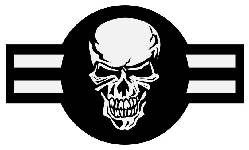 Militär flygplan emblem med skalle roundel vektor illustration