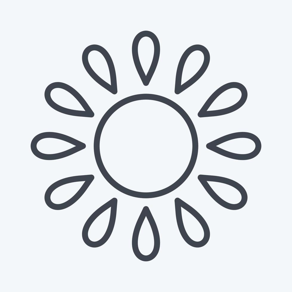 soligt väder ikon i trendig linjestil isolerad på mjuk blå bakgrund vektor