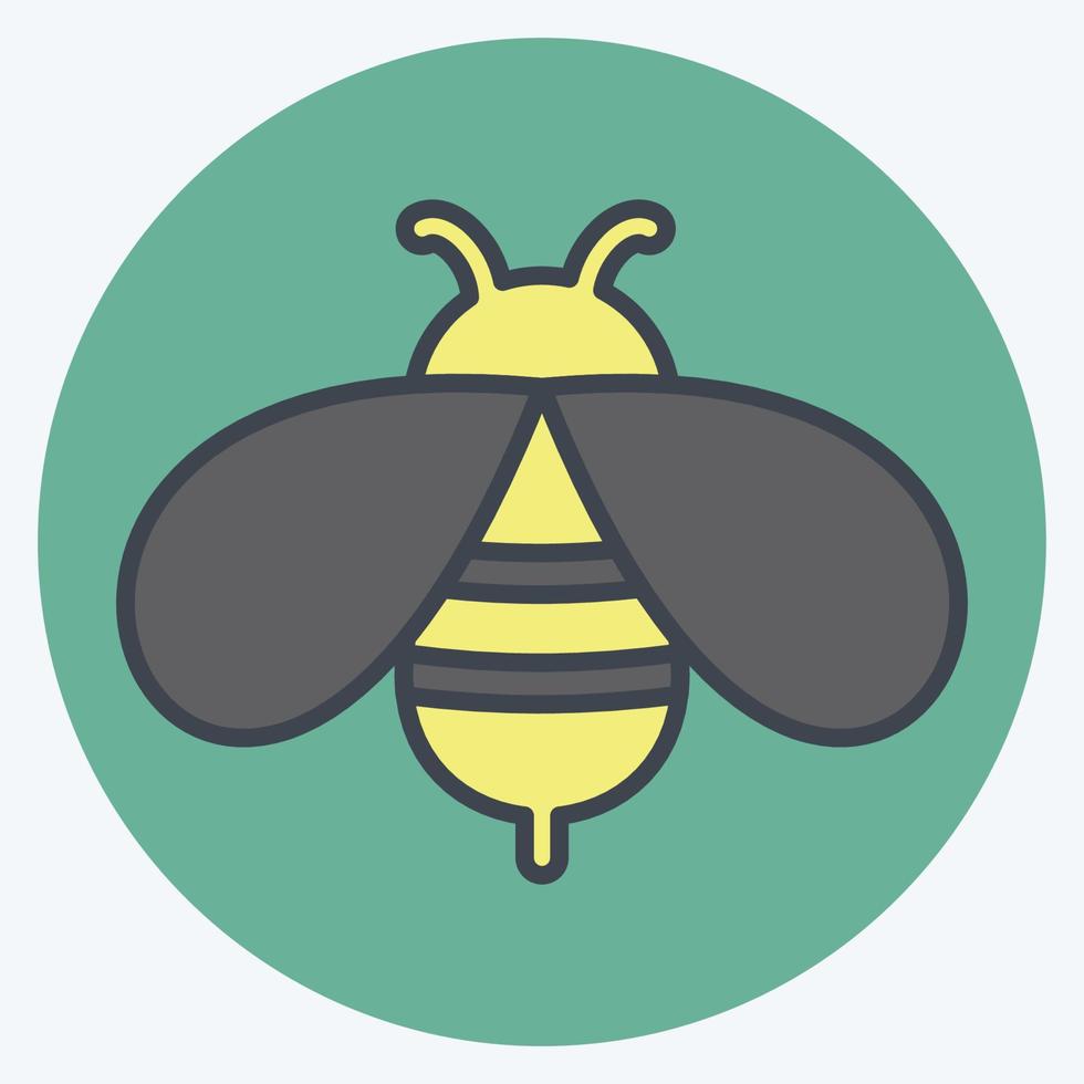 Bienensymbol im trendigen Farbkamerad-Stil isoliert auf weichem blauem Hintergrund vektor