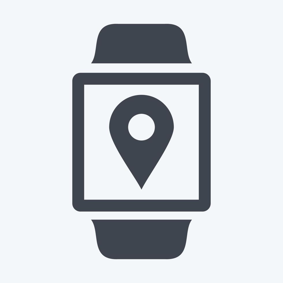Standort-App-Symbol im trendigen Glyphen-Stil isoliert auf weichem blauem Hintergrund vektor