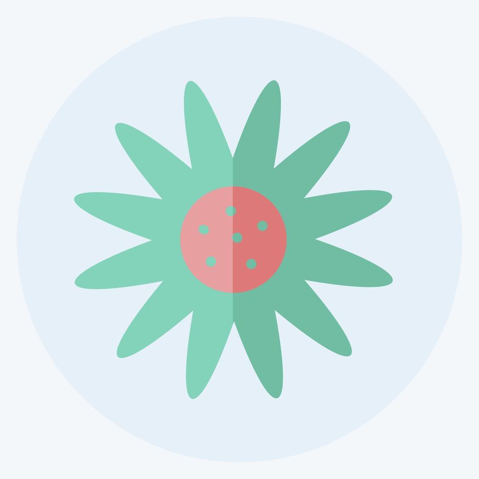 daisy-ikonen i trendig platt stil isolerad på mjuk blå bakgrund vektor