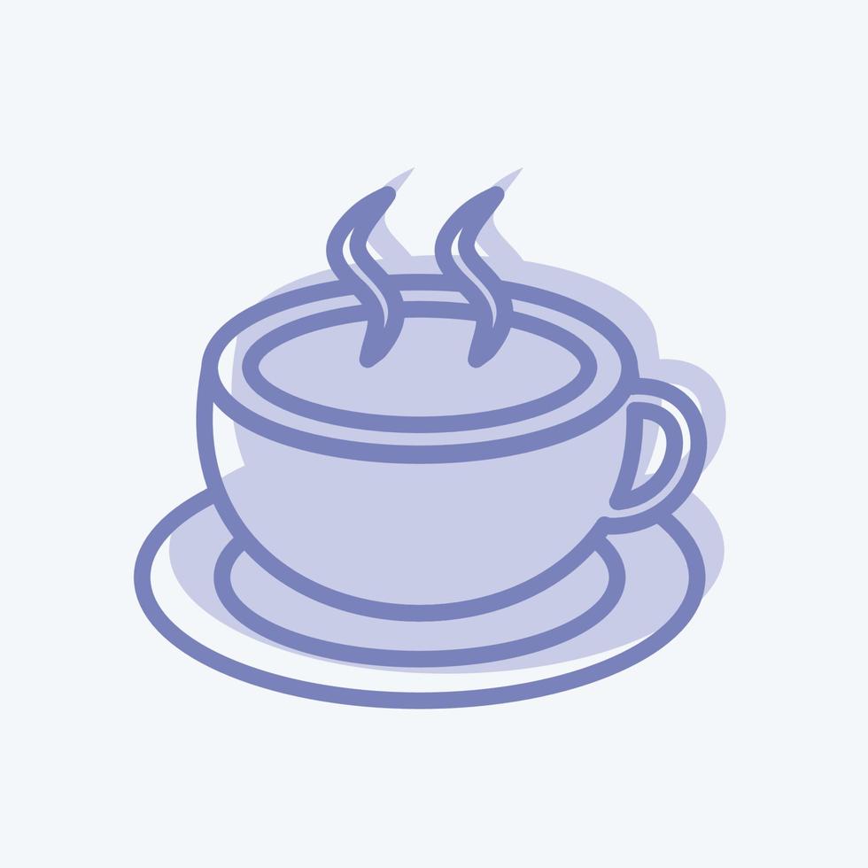 Symbol für heißen Kaffee im trendigen zweifarbigen Stil isoliert auf weichem blauem Hintergrund vektor