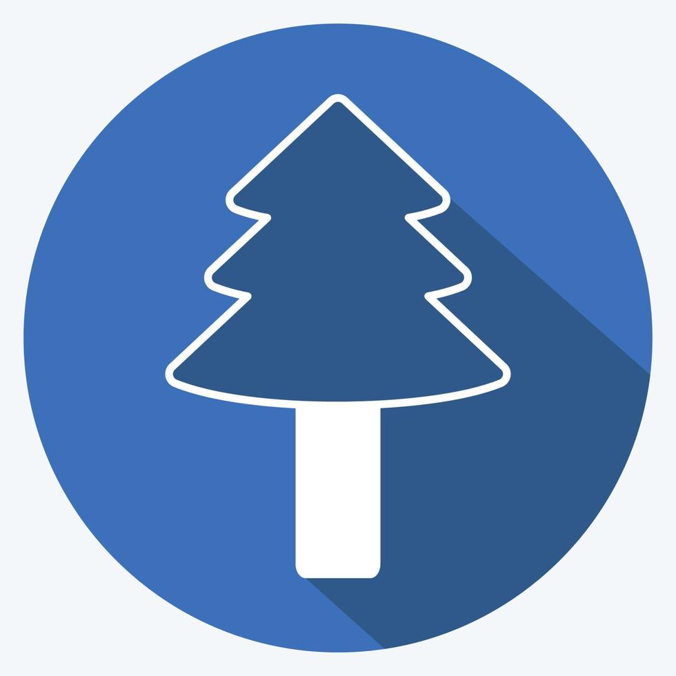 träd ii-ikonen i trendig lång skugga stil isolerad på mjuk blå bakgrund vektor