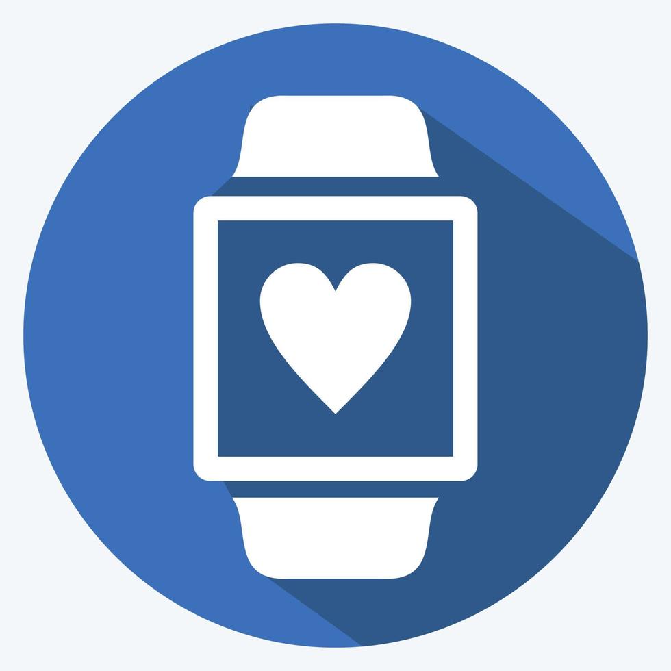hälsa app ikon i trendig lång skugga stil isolerad på mjuk blå bakgrund vektor