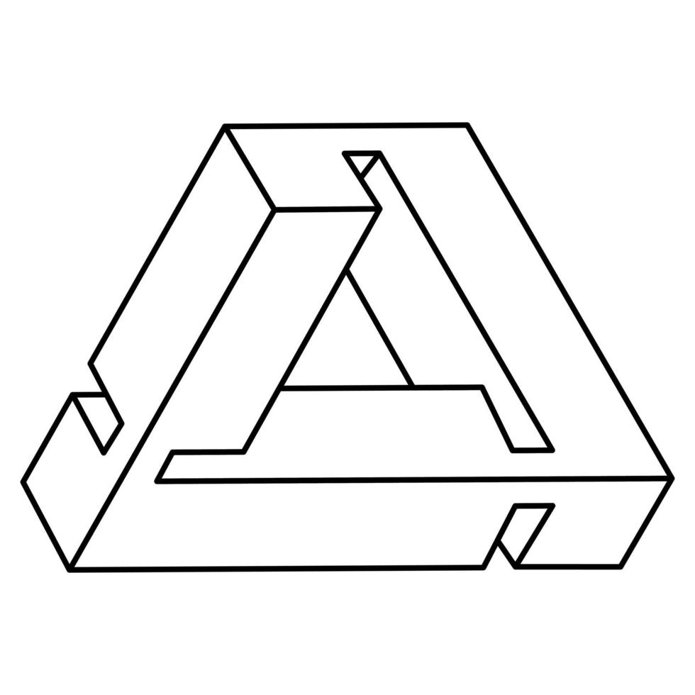 Form der optischen Täuschung, geometrische Figuren, unmögliches Objekt. Op-Art. Strichzeichnungen. heilige Geometrie. vektor