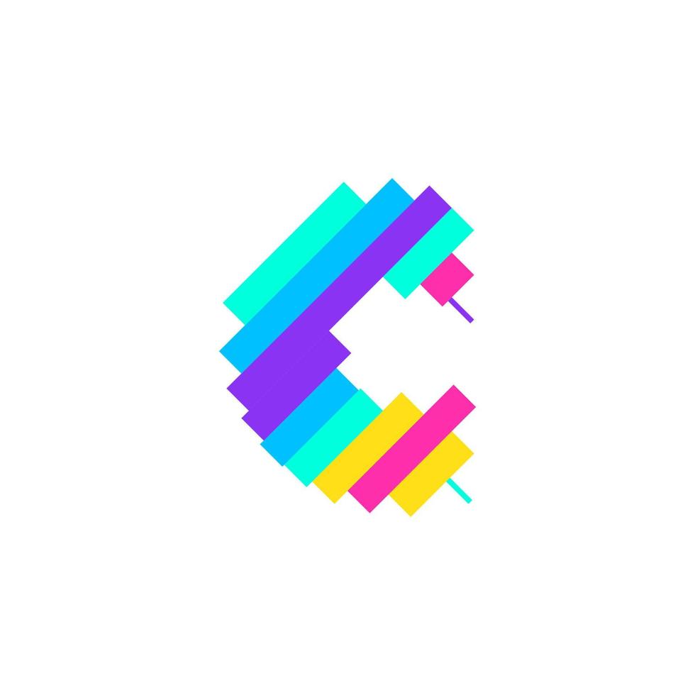 farbenfrohe moderne Pixel-C-Brief-Logo-Design-Vorlage. Kreative Technologie Symbol Symbol Element Vector Illustration perfekt für Ihre visuelle Identität.