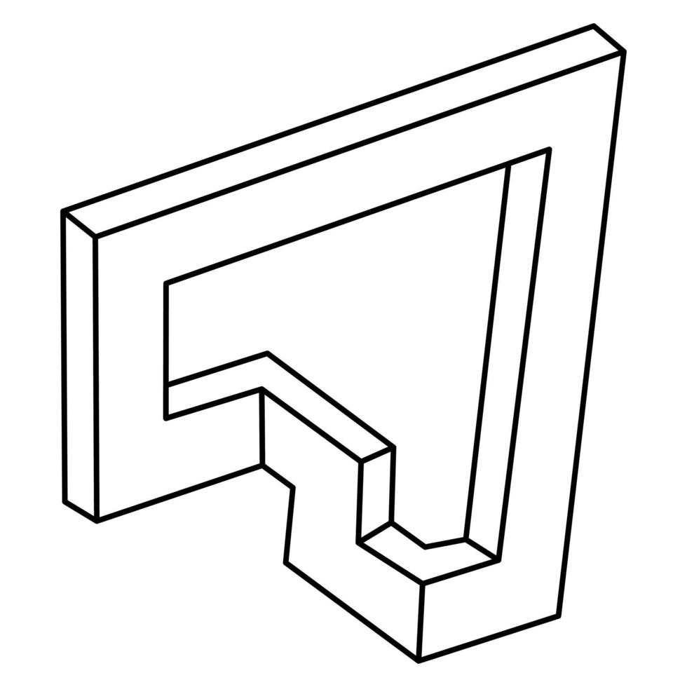 Form der optischen Täuschung. unmögliches Objekt. optische Kunstfigur. optische Kunst. heilige Geometrie. vektor