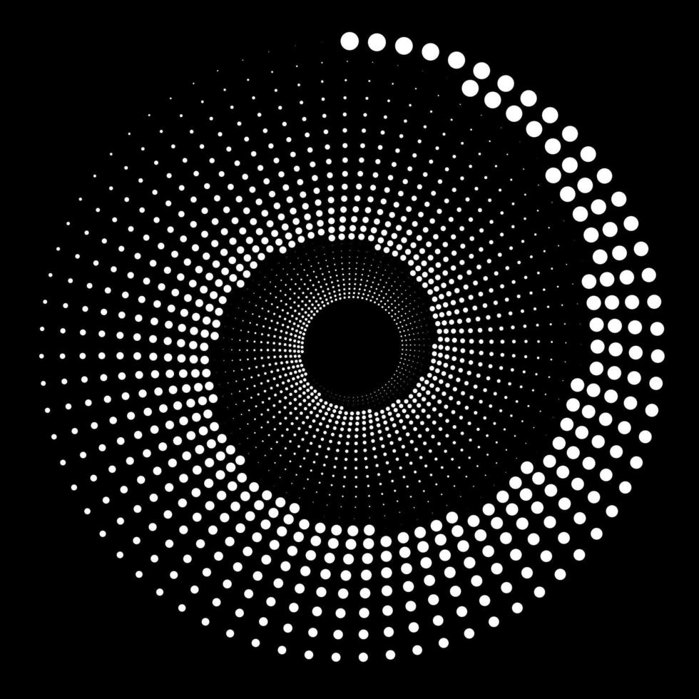abstrakter monochromer Hintergrund. optische Kunst. Design spiralförmige Punkte Hintergrund. vektor