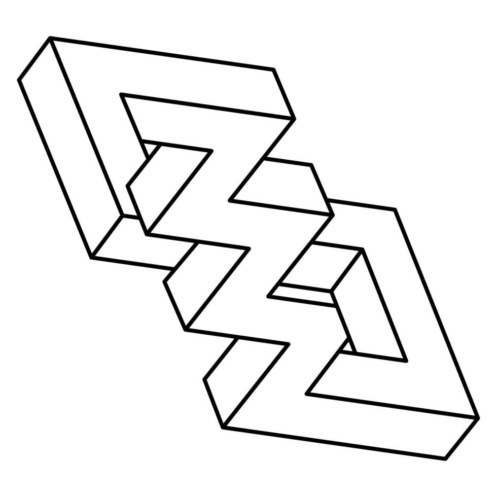 omöjliga former logotyp design, optisk illusion objekt. op art figur. overklig geometri. vektor