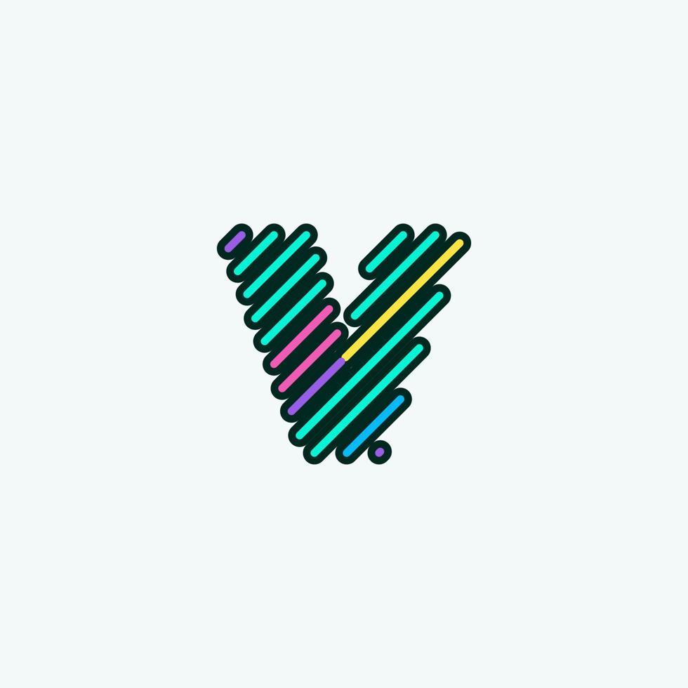 moderna färgglada v brev element logotyp formgivningsmall. söt komisk alfabetikon vektorillustration perfekt för din visuella identitet. vektor