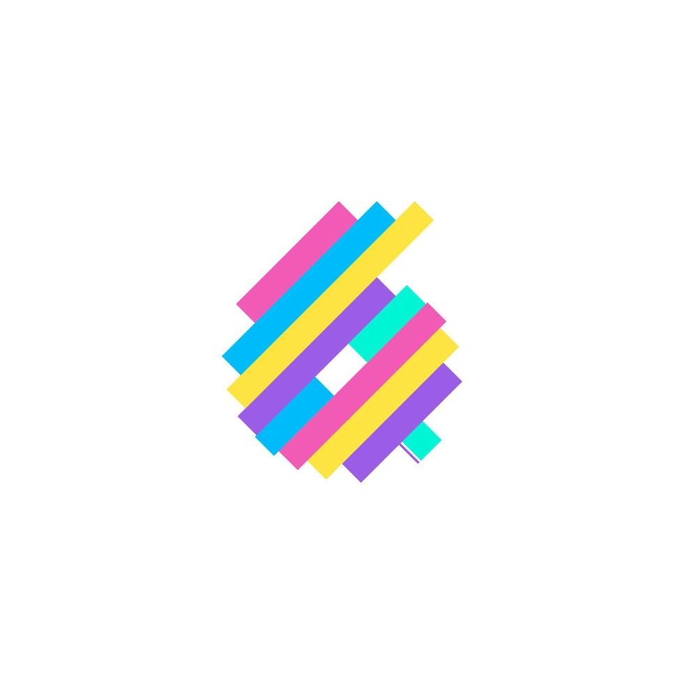 färgglada moderna pixel 6 nummer logotyp designmall. kreativ teknik ikon symbol element vektor illustration perfekt för din visuella identitet.