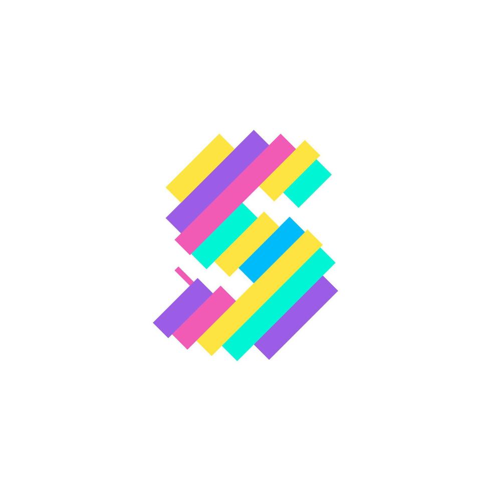 färgglada moderna pixel s brev logotyp designmall. kreativ teknik ikon symbol element vektor illustration perfekt för din visuella identitet.