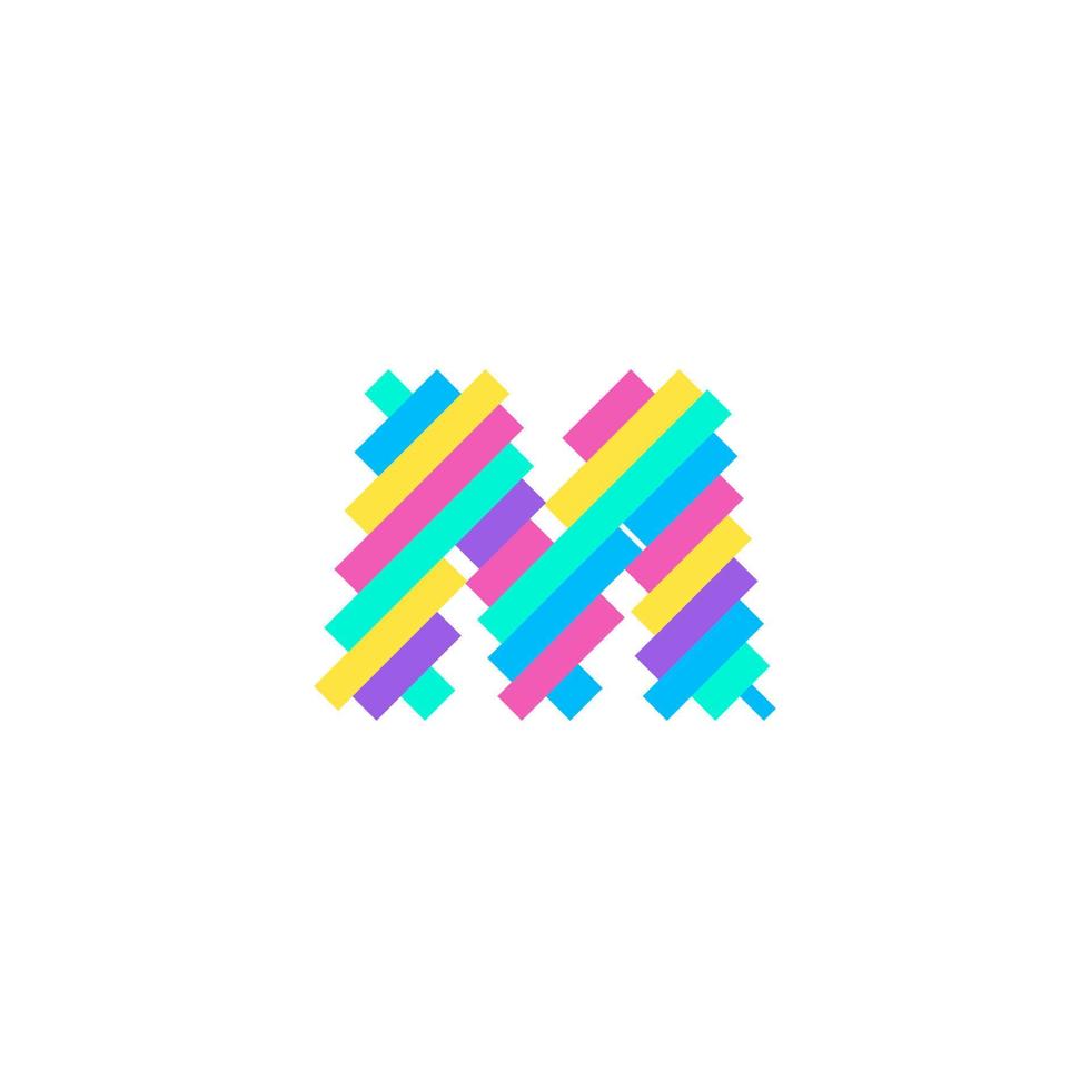 bunte moderne Pixel m Brief Logo Design-Vorlage. Kreative Technologie Symbol Symbol Element Vector Illustration perfekt für Ihre visuelle Identität.