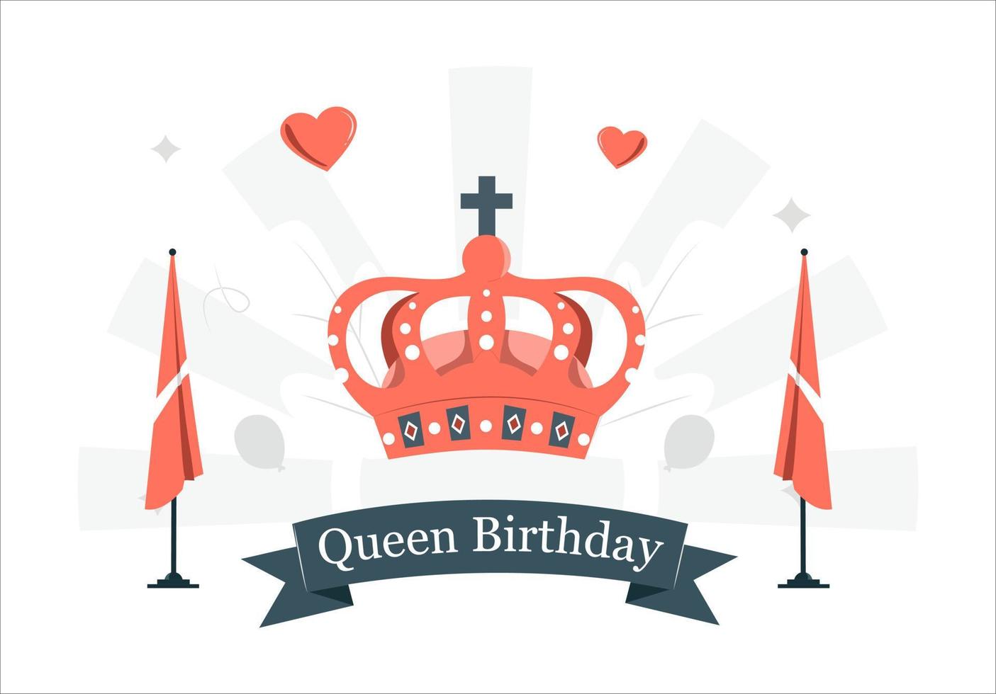 drottningens födelsedag. drottningens krona som en symbol för riket vektor