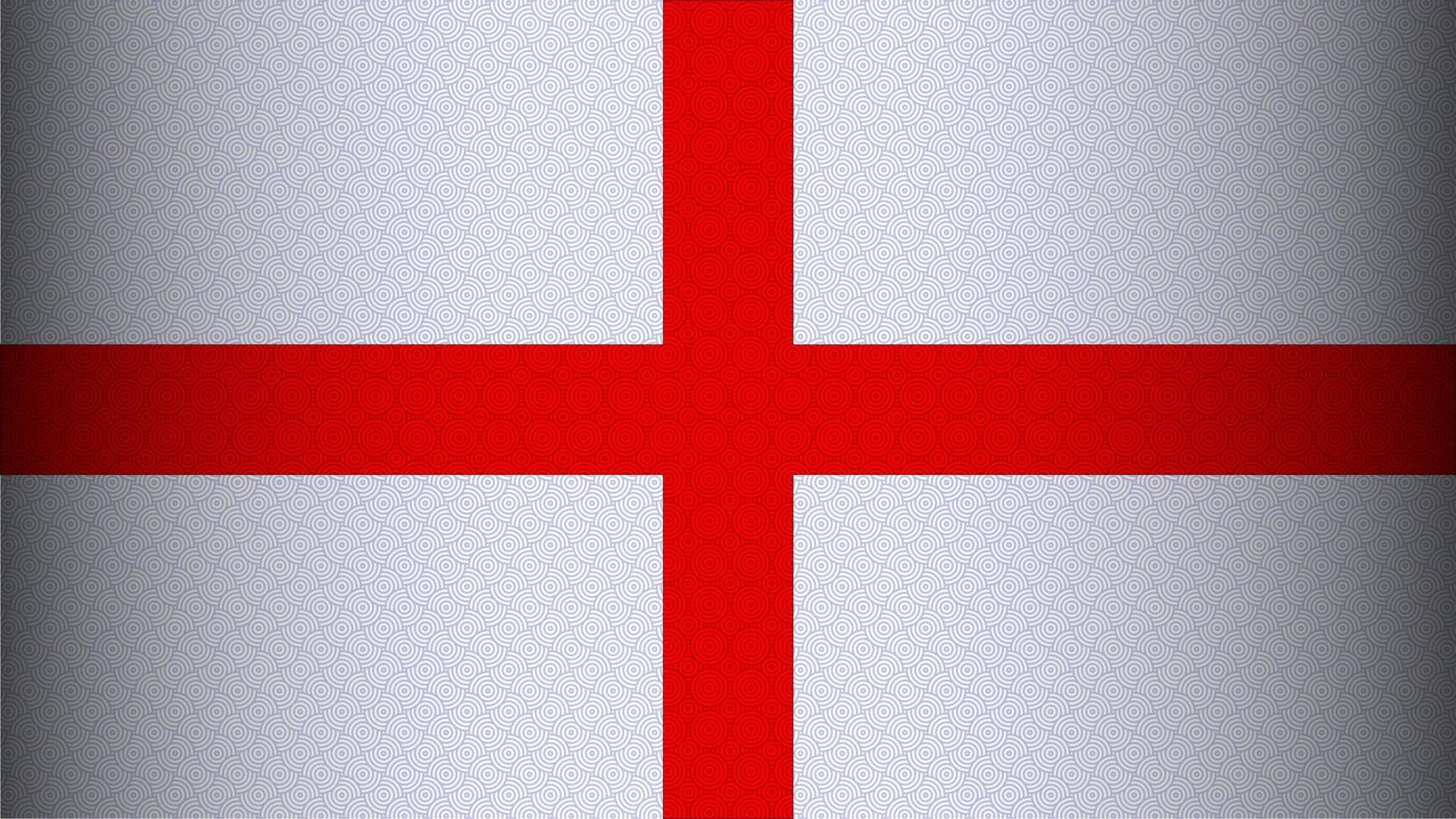 die Nationalflagge Englands. das Kreuz des Heiligen Georg. Nationalflaggetapete mit Wellenmuster und Schattenverlauf. vektor