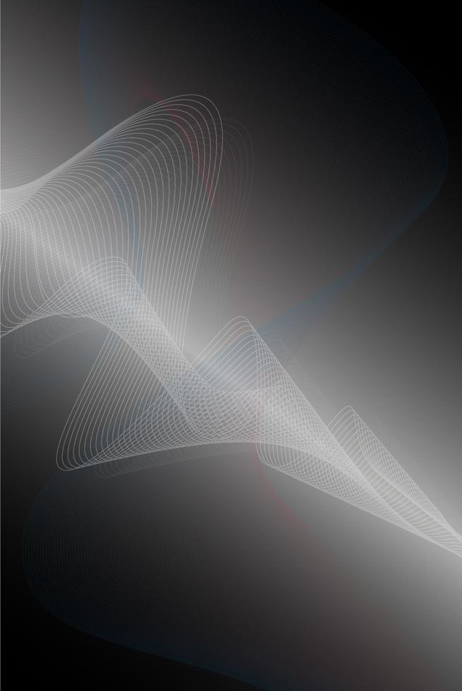 schwarzer und silberner Hintergrund mit blauen und roten Farbverlaufslinien-Kunstwellen. futuristische Grafiken mit Konzept der Schallwellentechnologie. digitales Design mit monochromem Cover. moderne Vorlagen vektor