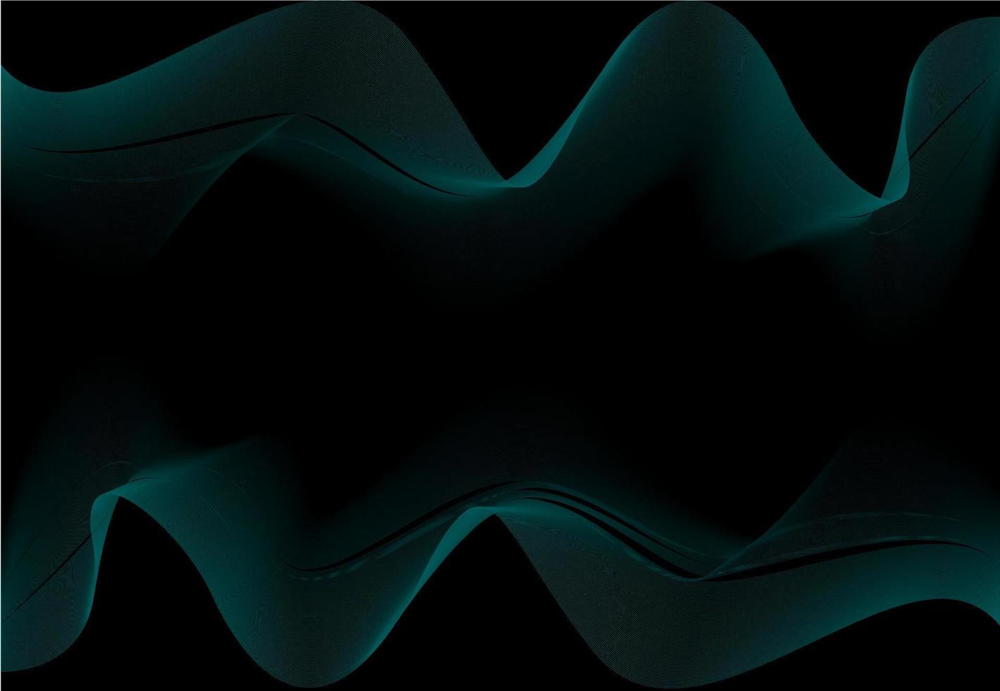 svart bakgrund med blå gradientlinjevågor som bildar ett mellanslag. med konceptet ljudvågsteknik. digital design med monokromt omslag. moderna mallar vektor