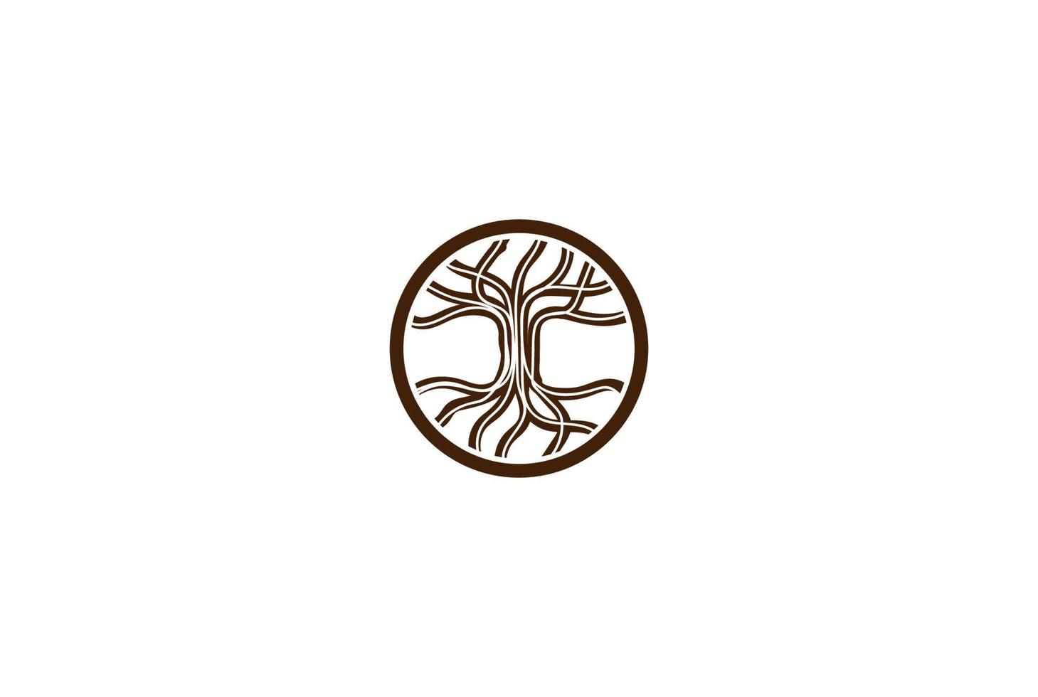 cirkel rot ek banyan träd logotyp design vektor