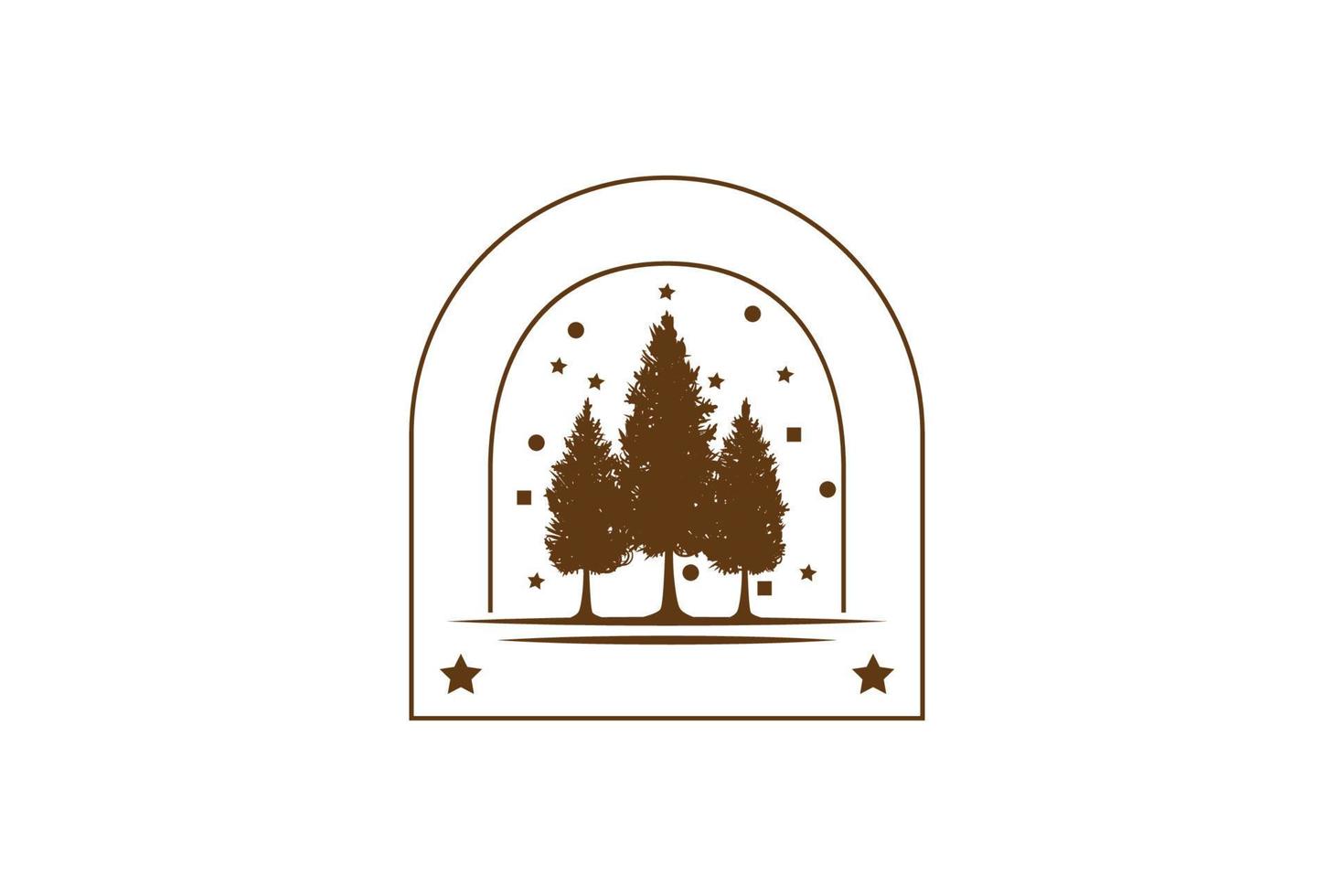 vintage retro tall gran ceder vintergrön lärk gran barrträd skog för god jul logotyp design vektor